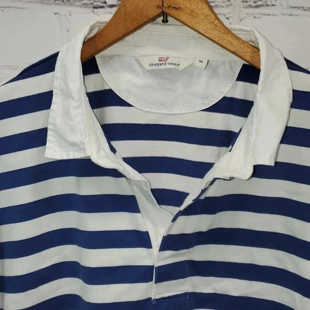 Vineyard Vines Women's Striped Rugby Popover 3/4 Sleeve Blue/White Set Stripe - Picture 4 of 16
